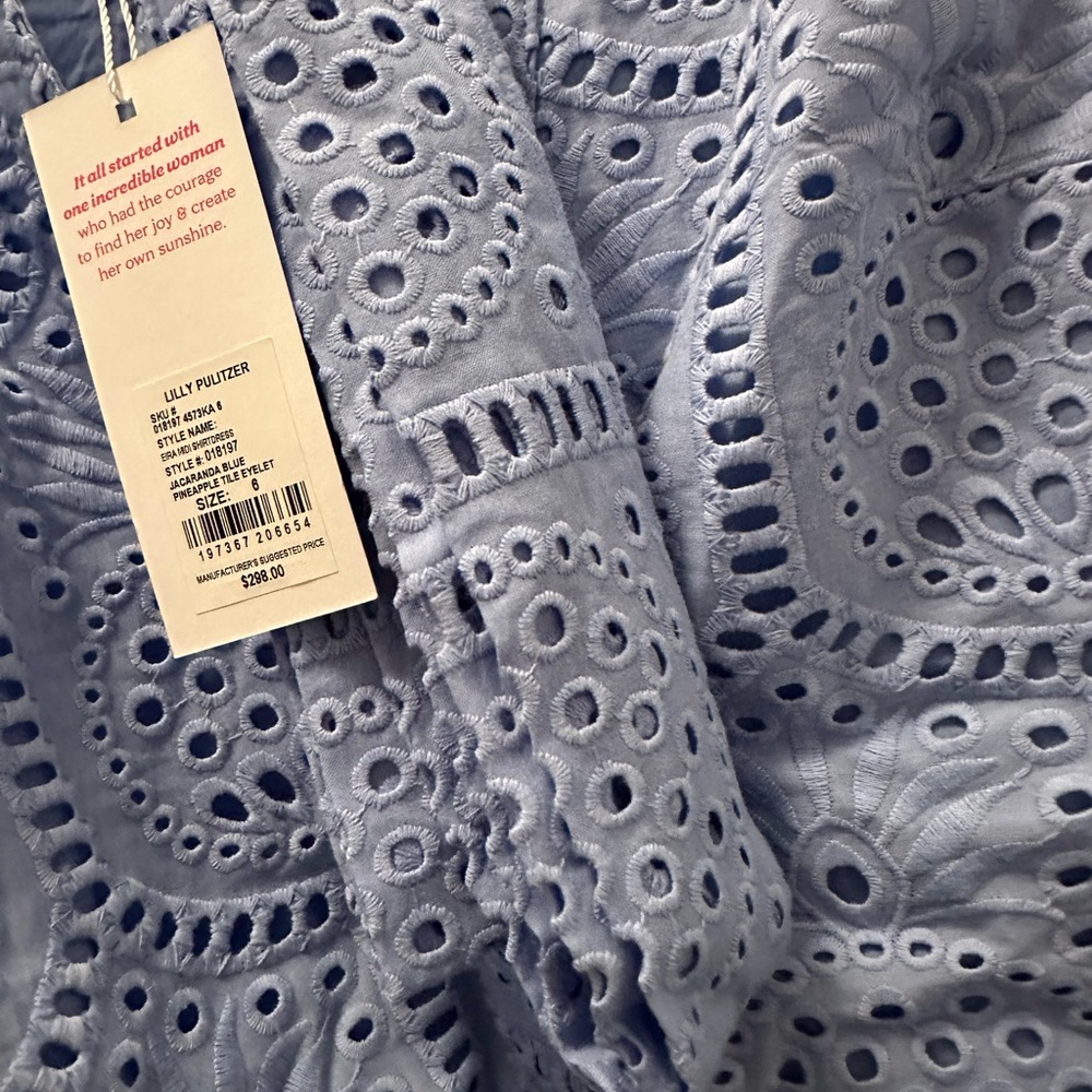 NWT LILLY PULITZER EIRA MIDI SHIRTDRESS SIZE 6 JACARANDA BLUE PINEAPPLE TILE EYE - Picture 9 of 15